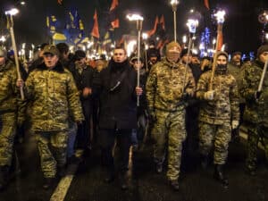 torchlit march of nationalists in kiev